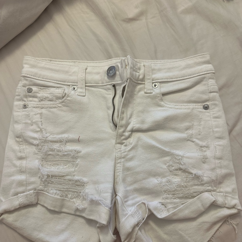 American eagle white denim shorts
